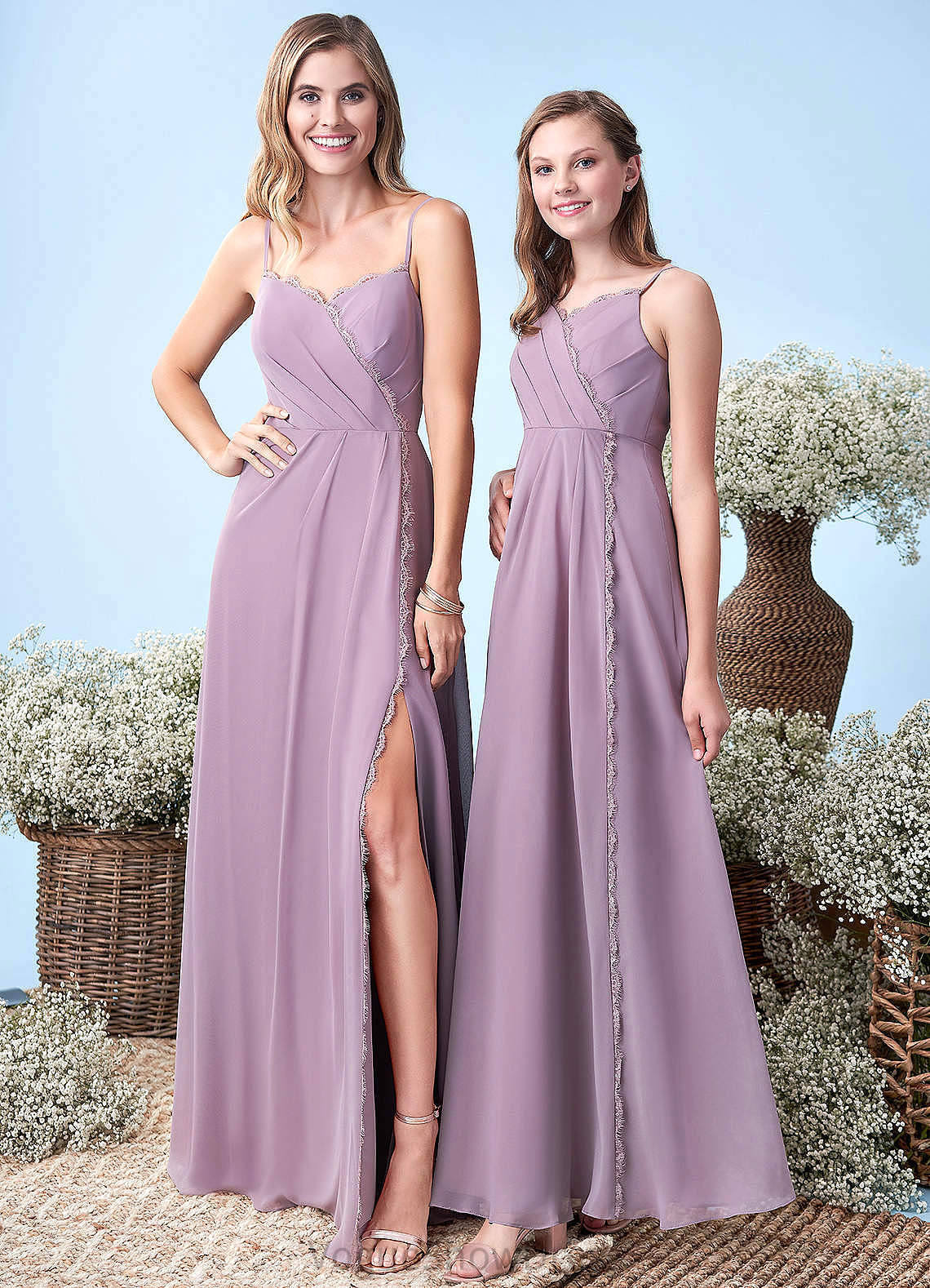 Undine Short Sleeves Taffeta Natural Waist A-Line/Princess Floor Length V-Neck Bridesmaid Dresses