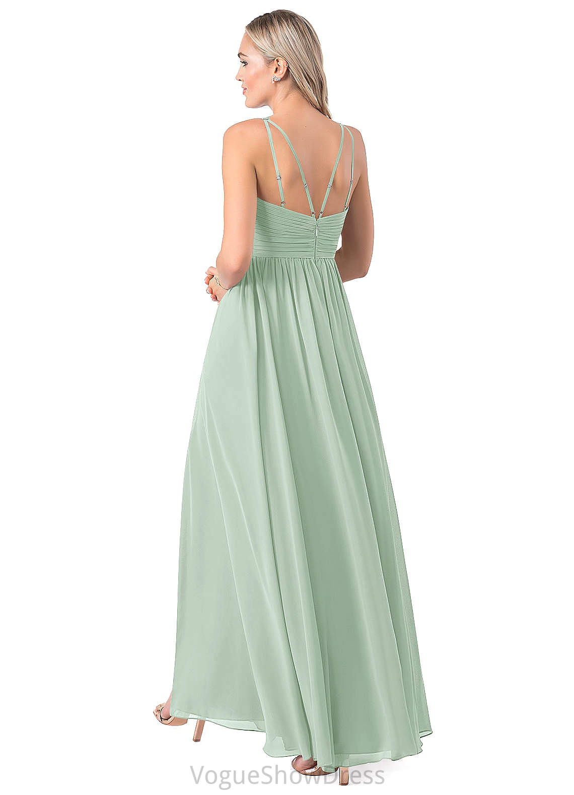 Stacy Straps Floor Length A-Line/Princess Natural Waist Sleeveless Bridesmaid Dresses