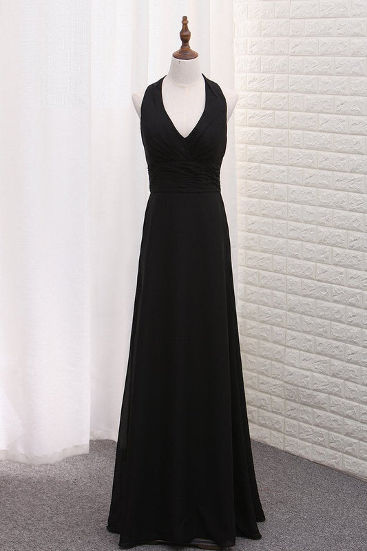 2024 Chiffon V Neck Bridesmaid Dresses A Line With Ruffles Floor Length