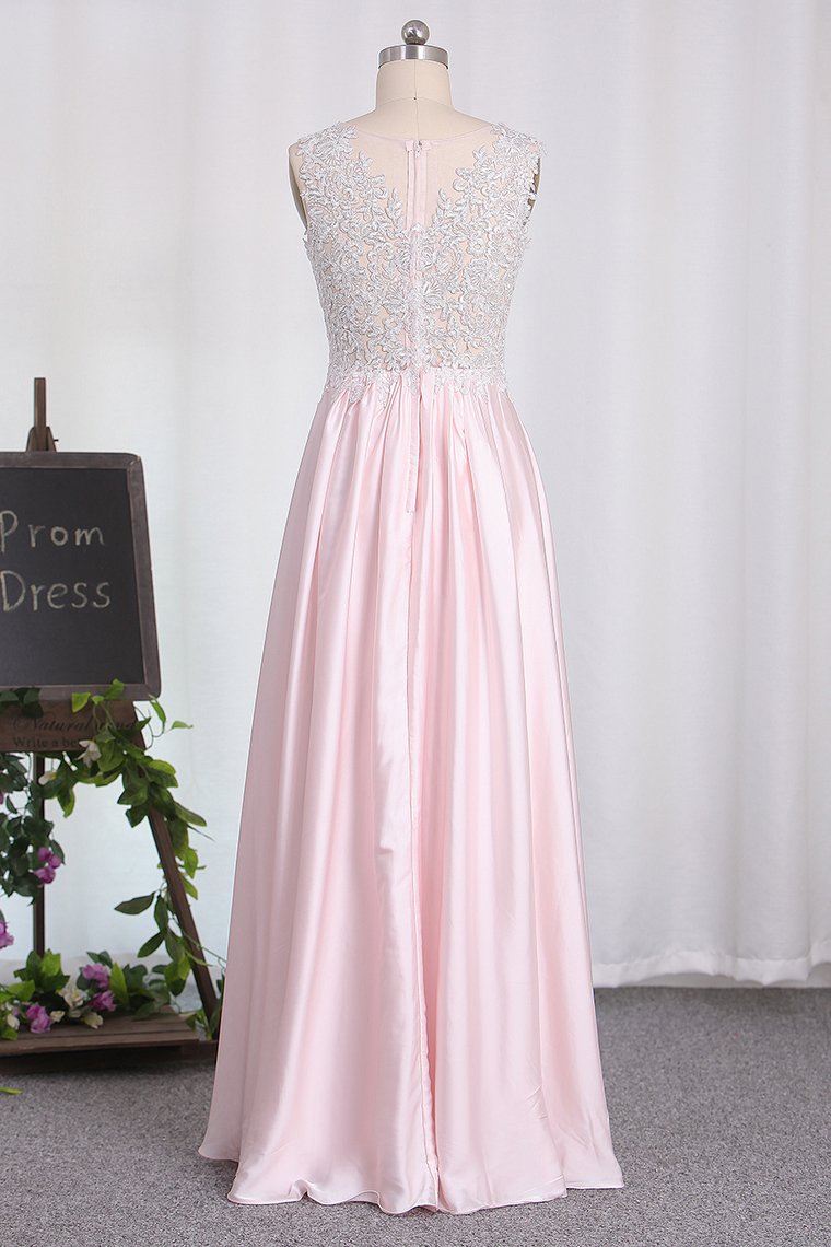 2024 New Arrival A Line Scoop Chiffon Bridesmaid Dresses With Applique And Slit