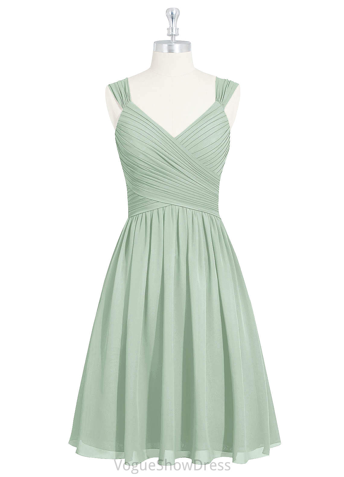 Summer Natural Waist Tea Length V-Neck Sleeveless A-Line/Princess Bridesmaid Dresses