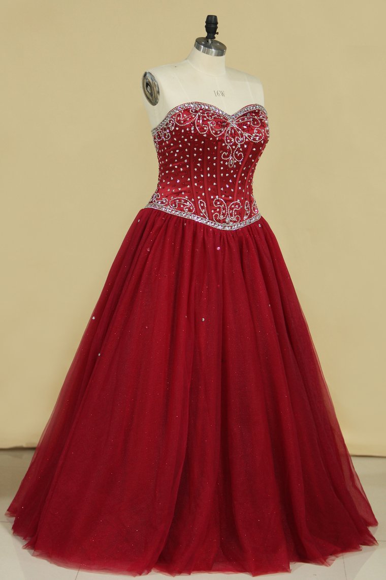 Ball Gown Sweetheart Tulle With Beading Quinceanera Dresses