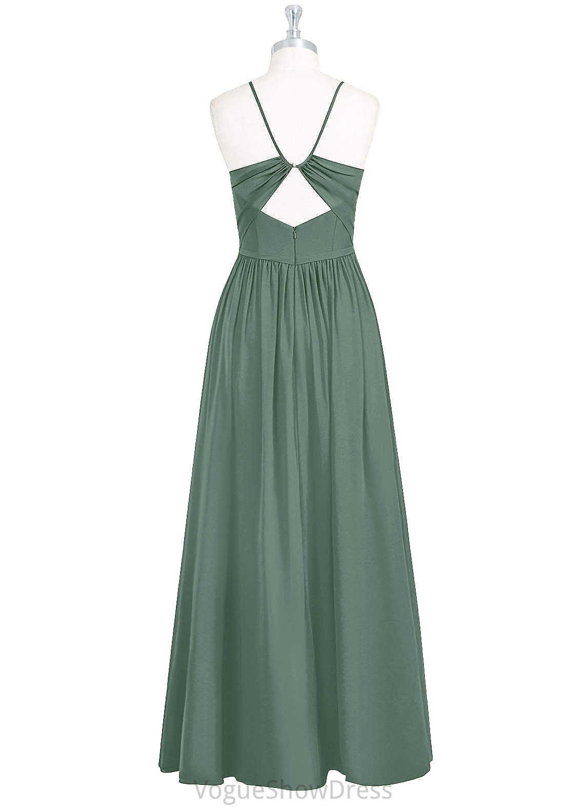 Yazmin Natural Waist Sleeveless A-Line/Princess Halter Floor Length Bridesmaid Dresses