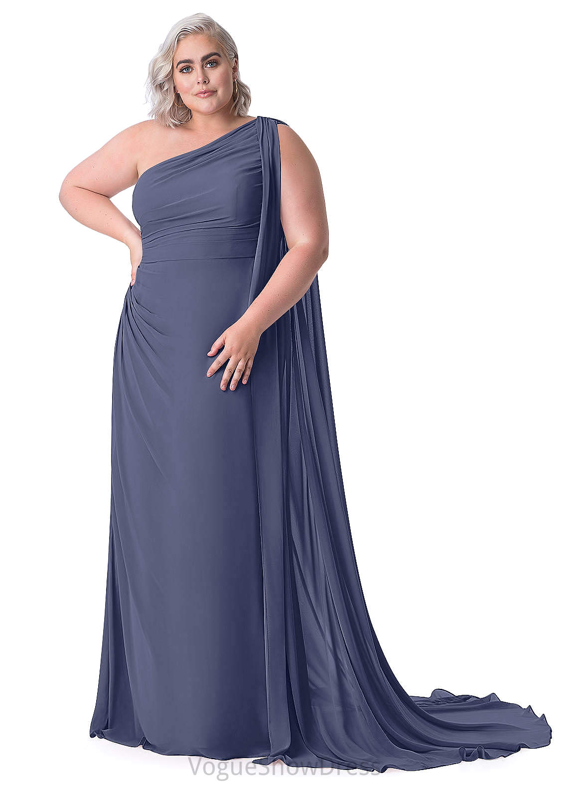 Shyanne V-Neck Trumpet/Mermaid Natural Waist Spandex Sleeveless Sweep-Brush Train Bridesmaid Dresses