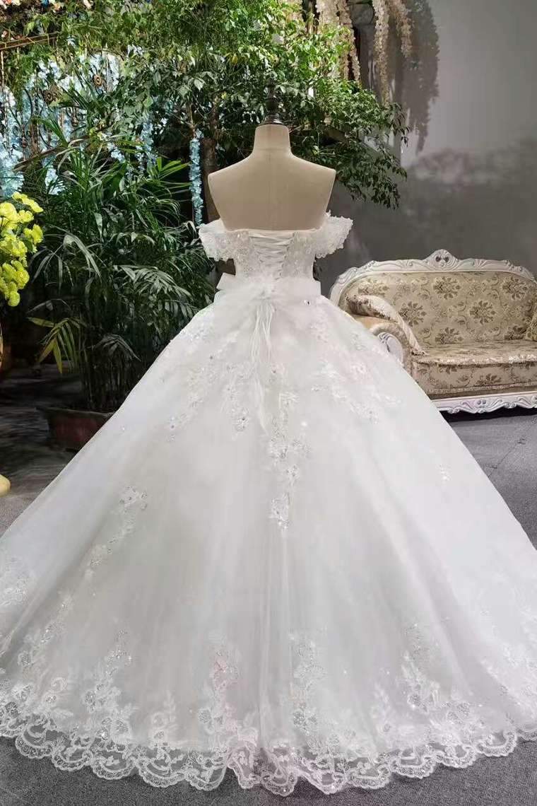 Special Offer Boat Neck Wedding Dresses Lace Up Boat Neck With Appliques And Rhinestones