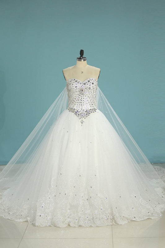 2024 Gorgeous Wedding Dresses Sweetheart With Applique And Beads Chapel Train (Ivory Only)