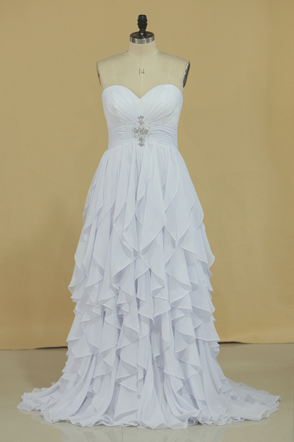 2024 New Arrival A Line Sweetheart With Ruffles And Beads Bridesmaid Dresses