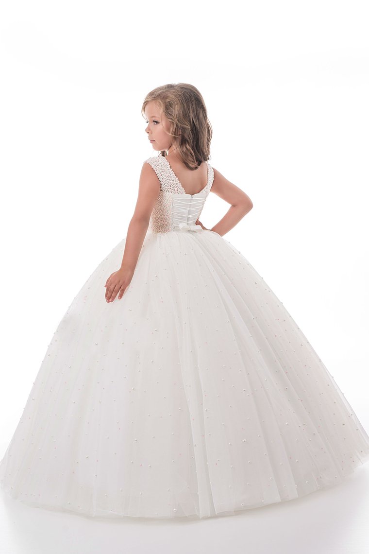 New Arrival Flower Girl Dresses Ball Gown Scoop Tulle With Beads Floor Length