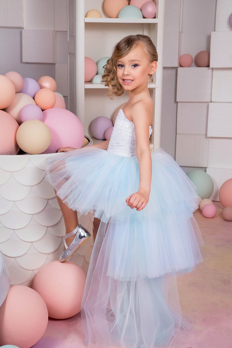 Sweetheart A Line Flower Girl Dresses Tulle & Lace Asymmetrical