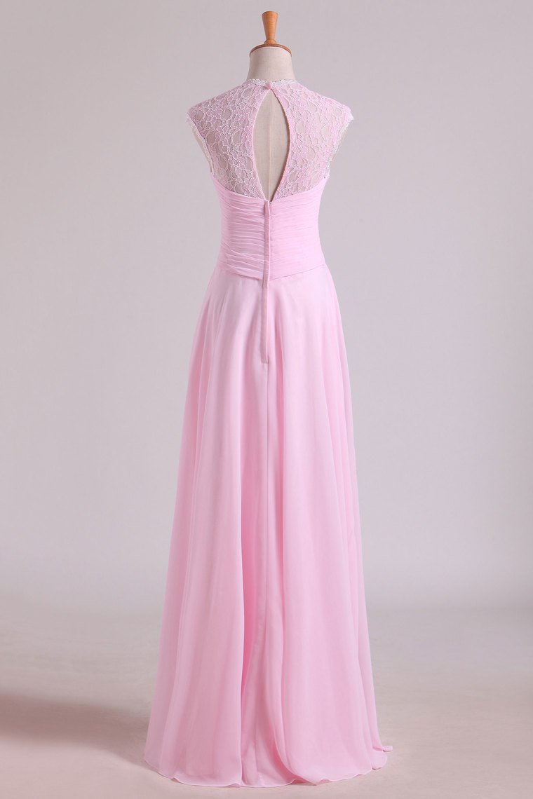 V-Neck Bridesmaid Dresses A-Line Floor-Length With Ruffles