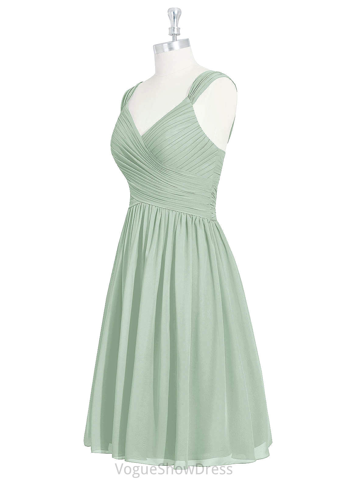 Summer Natural Waist Tea Length V-Neck Sleeveless A-Line/Princess Bridesmaid Dresses