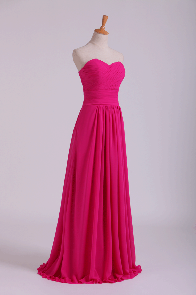 Sweetheart Bridesmaid Dresses A-Line Floor Length Chiffon Ruffle