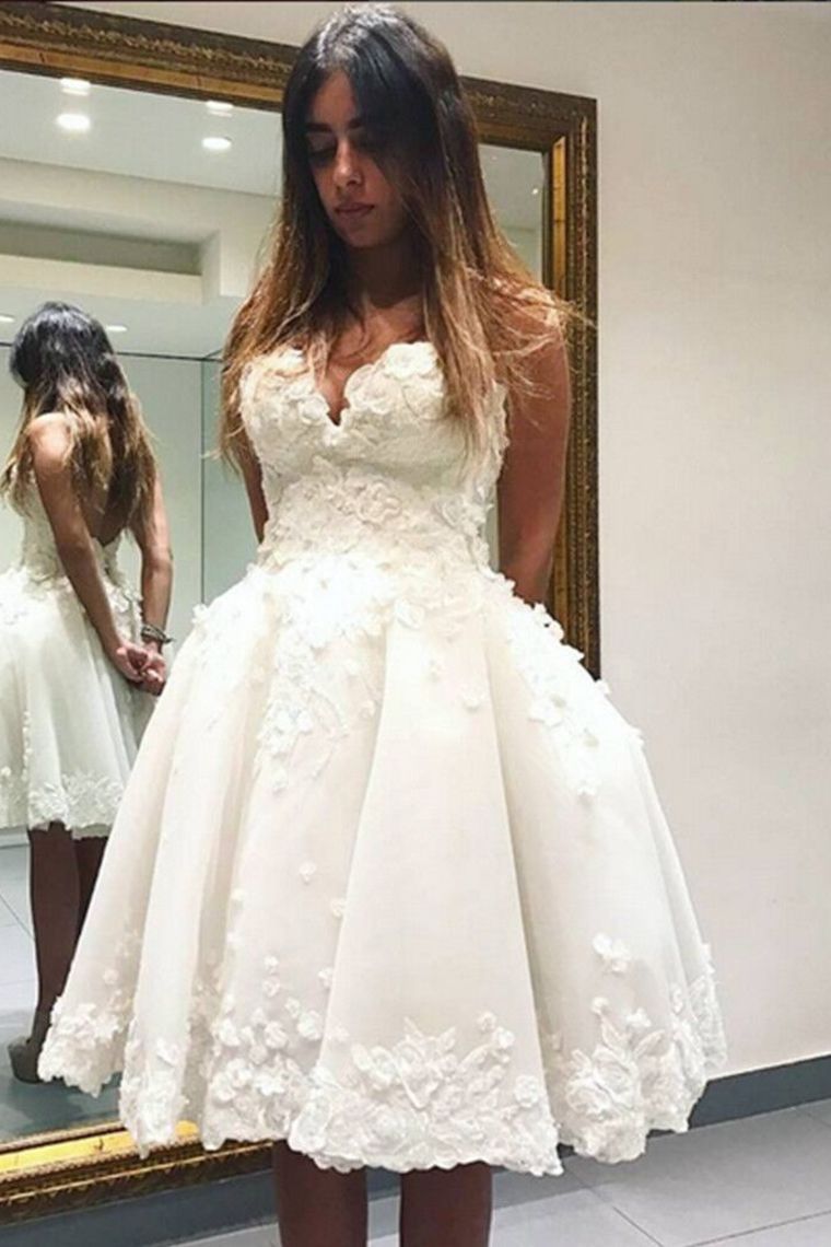 Sweetheart Wedding Dresses A Line Organza With Handmade Flowers