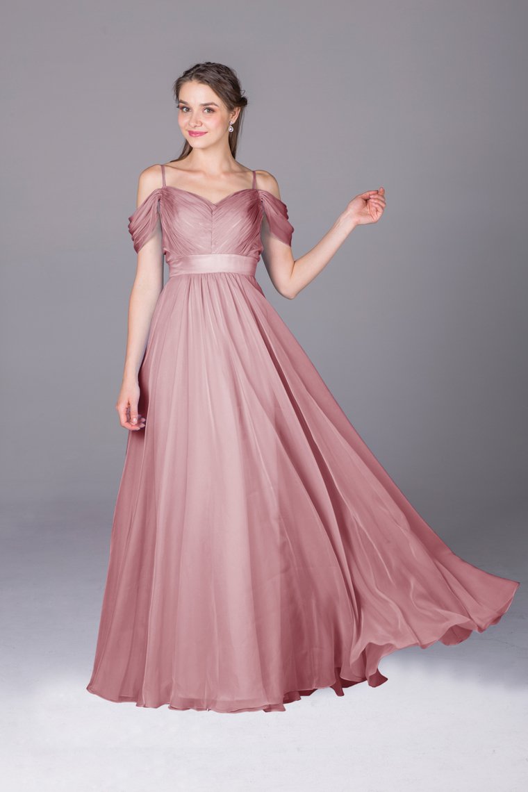 2024 Bridesmaid Dresses Spaghetti Straps Chiffon With Ruffles Floor Length