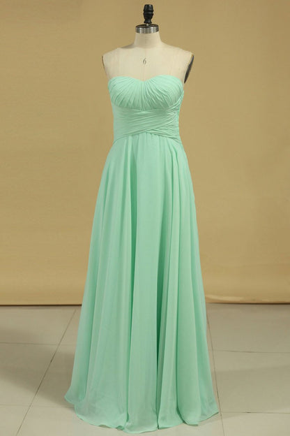 2024 Chiffon Bridesmaid Dresses Sweetheart Ruffled Bodice Floor Length A Line