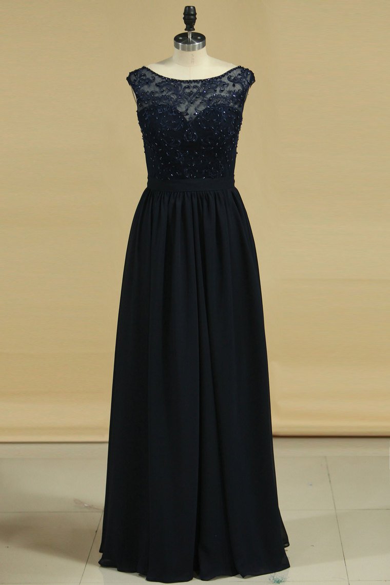 2024 A Line Scoop With Embroidery Bridesmaid Dresses Chiffon