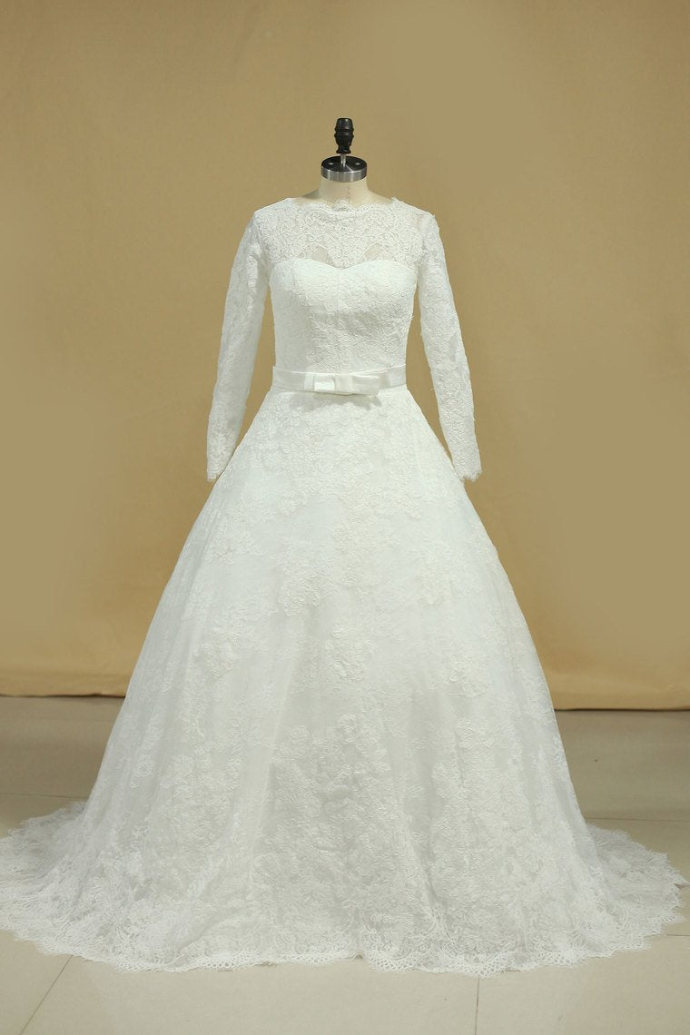 2024 Latest Style Wedding Dresses Scoop A-Line Chapel Train