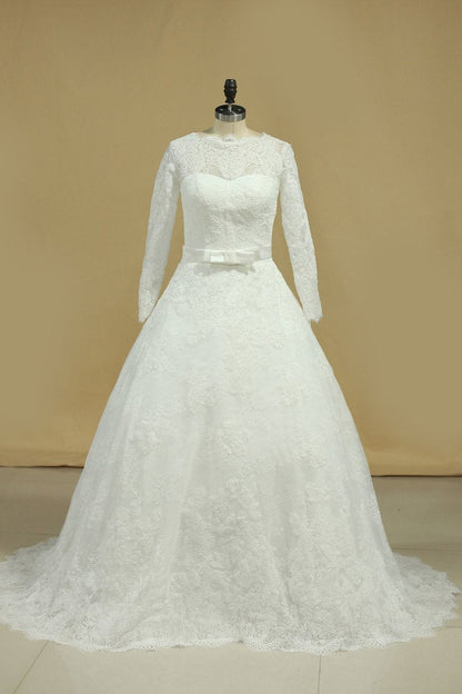 2024 Latest Style Wedding Dresses Scoop A-Line Chapel Train