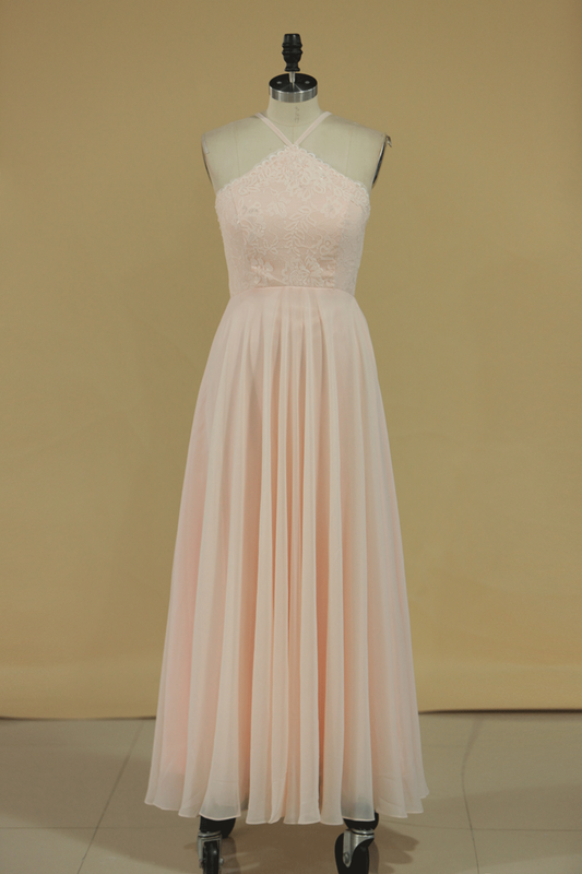 Spaghetti Straps Bridesmaid Dresses Sweep Train Chiffon A Line