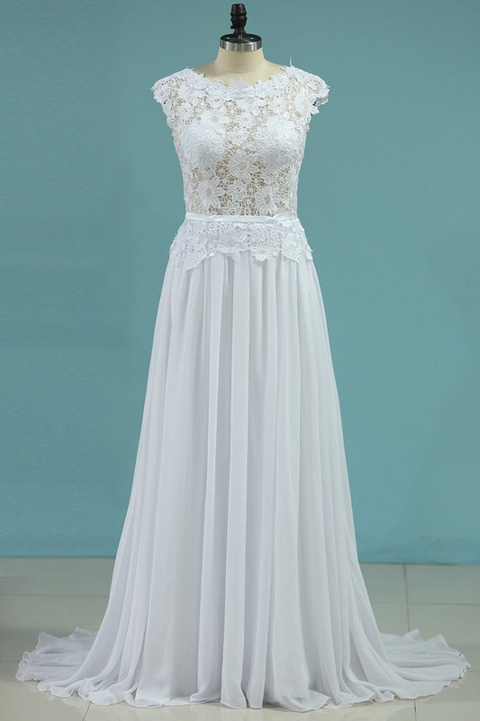 2024 Wedding Dresses Scoop Open Back Chiffon With Applique And Sash