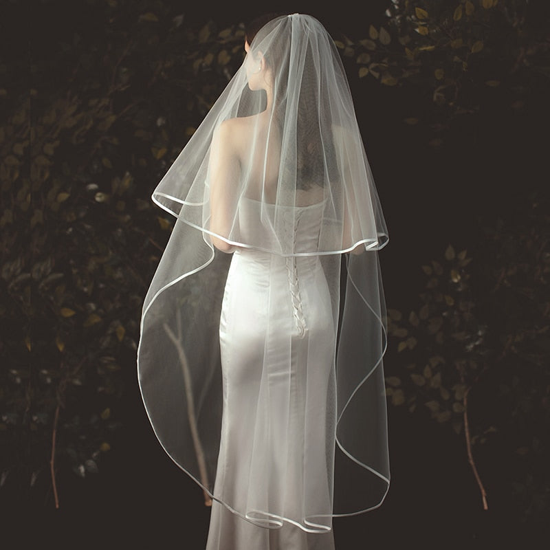 Wedding Veil Tulle Bridal Veils With Comb 2-layer Long Veil