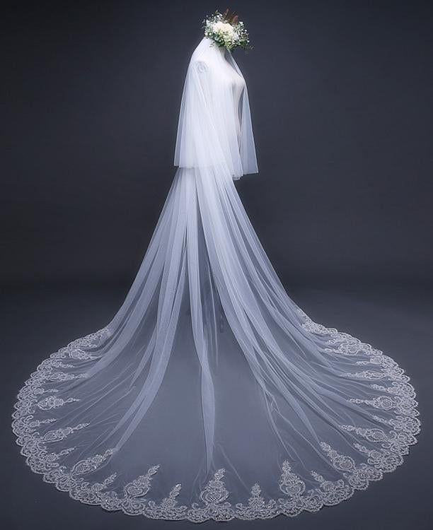 Cathedral Tulle Lace Ivory Wedding Veil Bridal Veil Wedding Veil