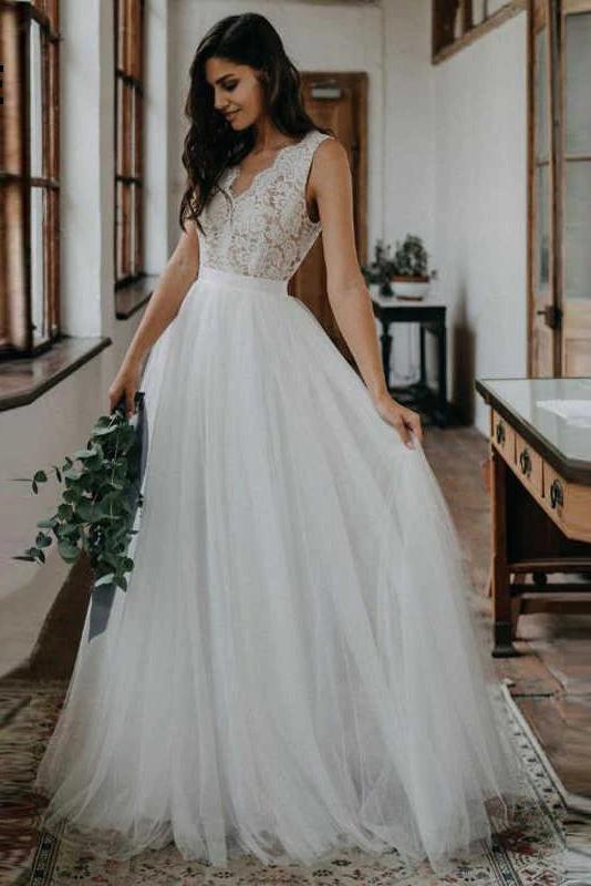 Hot Sale V Neck Lace Open Back Beautiful Wedding Dresses