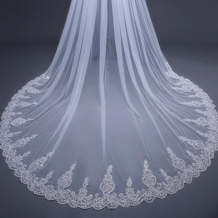 Cathedral Tulle Lace Ivory Wedding Veil Bridal Veil Wedding Veil JS288