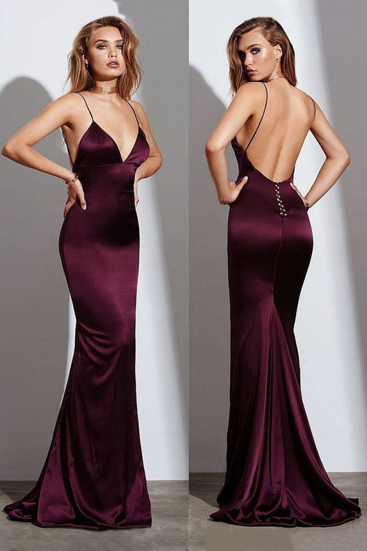 2024 Spaghetti Straps Evening Dresses Mermaid Open Back Sweep Train