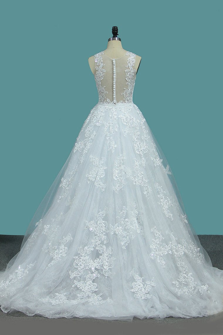 2024 Scoop Tulle Mermaid With Applique Court Train Detachable Wedding Dresses