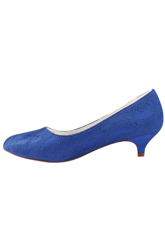 Charming Lace Royal Blue Custom Made Wedding Shoes L-921