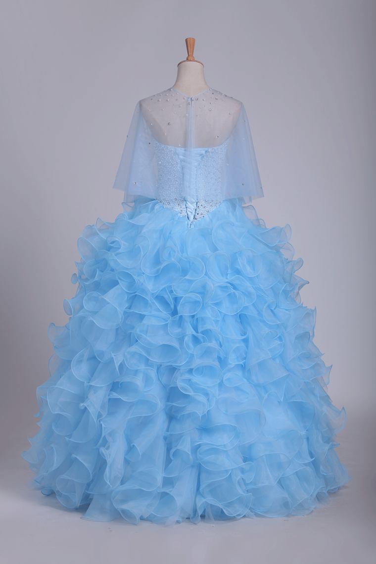 Ball Gown Quinceanera Dresses Sweetheart Beaded Bodice Organza