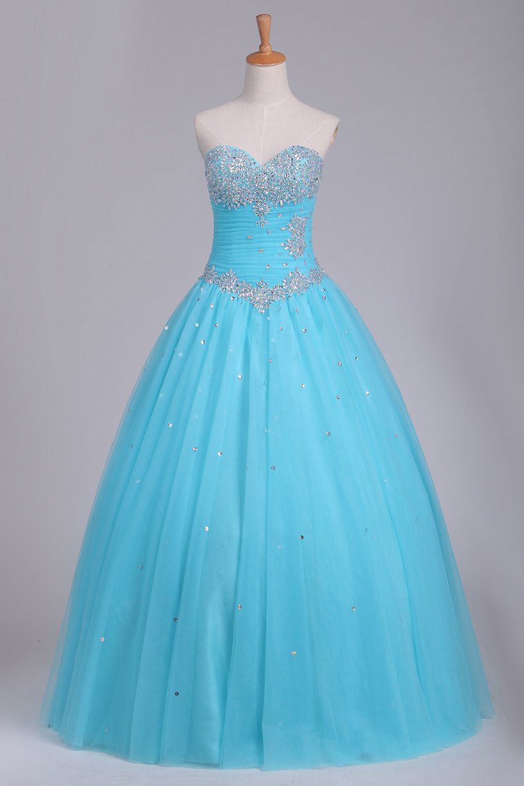 Quinceanera Dresses Sweetheart Tulle With Beads And Ruffles Ball Gown