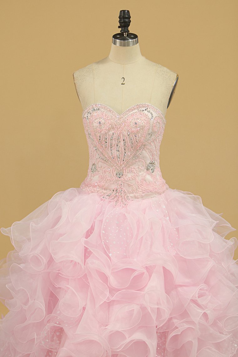 2024 Ball Gown Sweetheart Organza Quinceanera Dresses Court Train Detachable