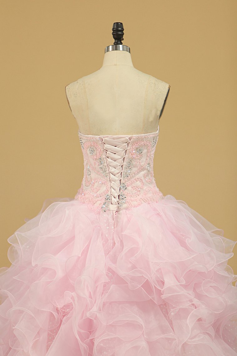 2024 Ball Gown Sweetheart Organza Quinceanera Dresses Court Train Detachable