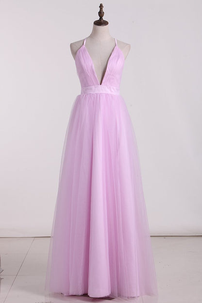 2024 Tulle Bridesmaid Dresses Spaghetti Straps With Ruffles A Line