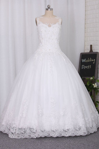 2024 Wedding Dresses Scoop A Line With Beads And Applique