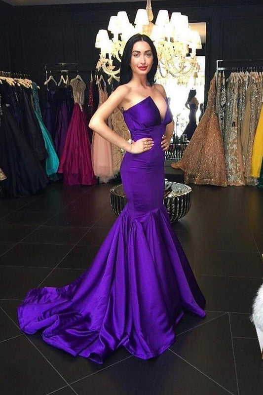 2024 New Arrival Evening Dresses Mermaid Satin Sweep Train