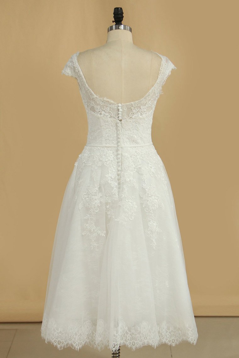 Scoop A Line Wedding Dresses Lace With Applique And Sash