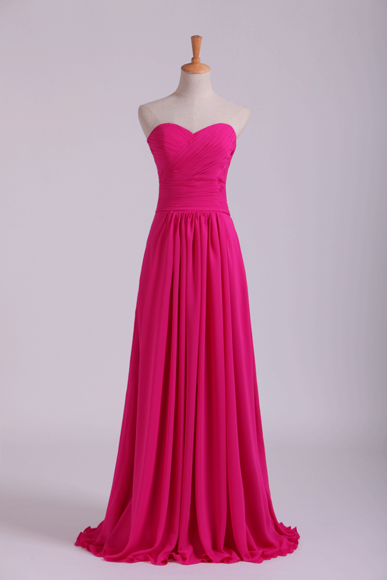 2024 Sweetheart Bridesmaid Dresses A-Line Floor Length Chiffon Ruffle