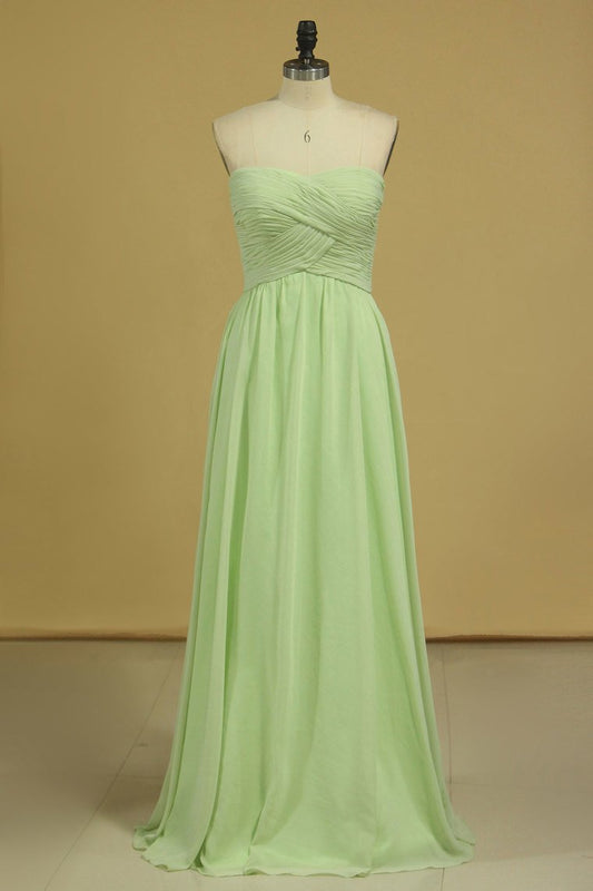 2024 Sweetheart  Ruched Bodice Bridesmaid Dress A Line Floor Length Chiffon