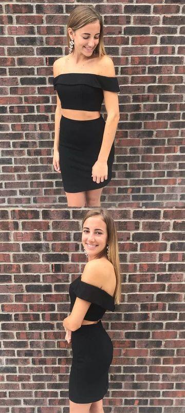 Two Piece Homecoming Dresses Eden Short Fashion Black CD10222