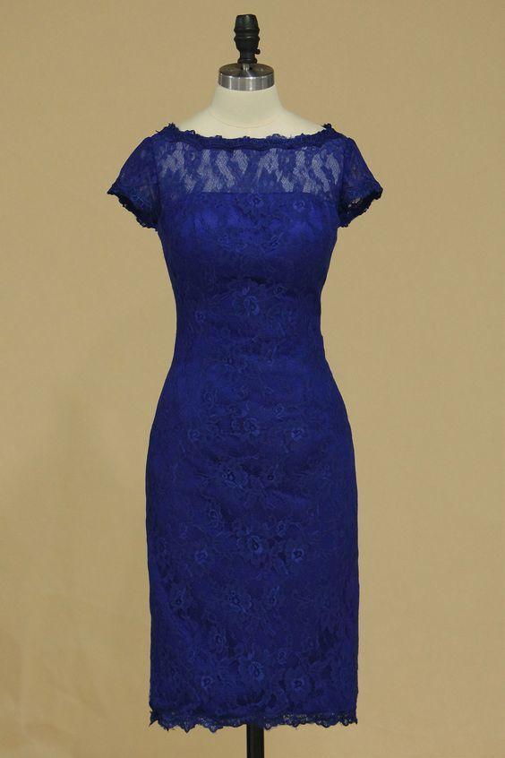 Royal Journey Blue Mermaid Short With Lace Homecoming Dresses CD10410