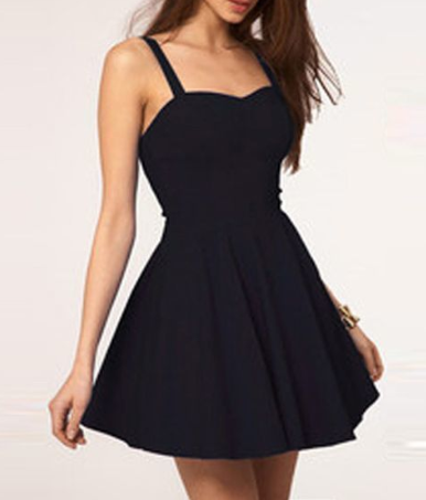 Simple A-Line Spaghetti Homecoming Dresses Straps Backless Black Short , Sexy Cocktail Dress Nydia CD1102