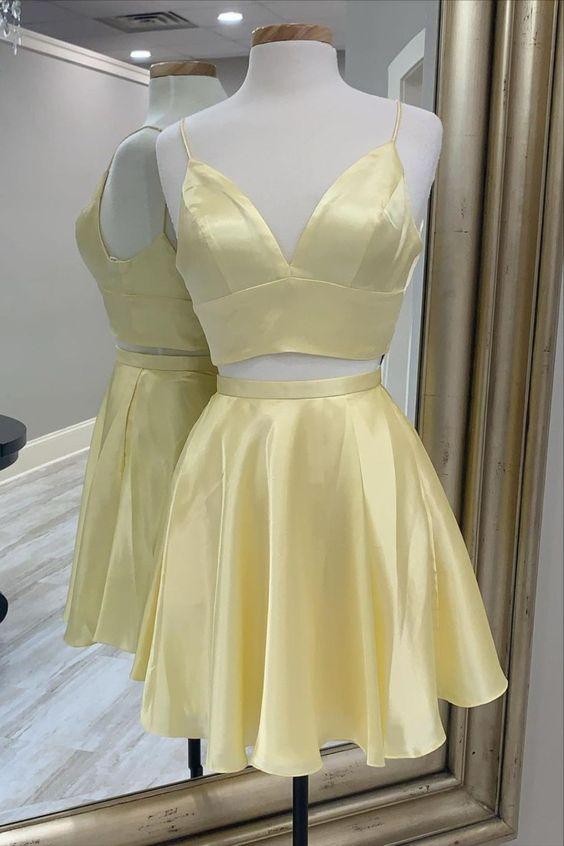 Homecoming Dresses yellow Anabelle two piece short homecoming dress CD16272