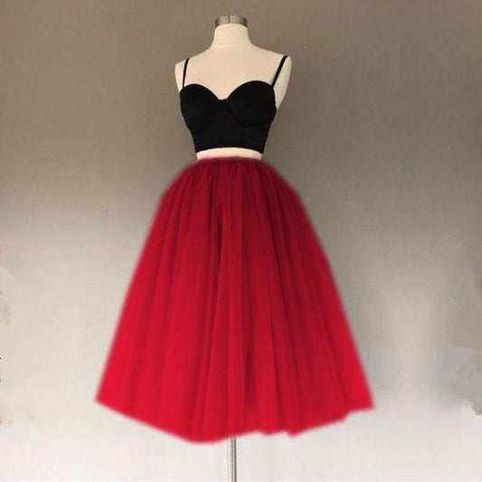 Custom Made Splendid Short A Line Two Piece Homecoming Dresses Short Tulle Kali Gowns CD1868