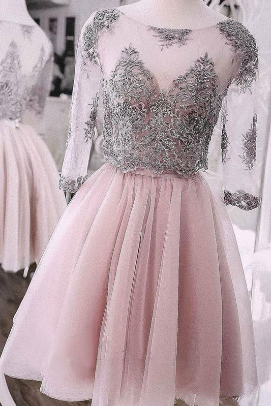 Two Pieces Short homecoming Dress Cute Lace Tulle Nydia Cocktail Homecoming Dresses Dresses CD1990