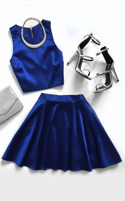 Keira Two Piece Homecoming Dresses Royal Blue Simple CD2134