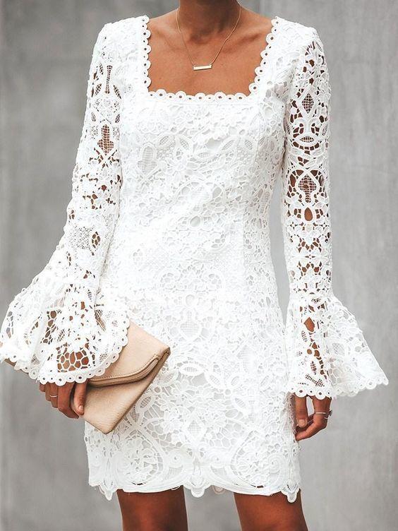 Long Sleeve Jaqueline Lace Above Homecoming Dresses Knee Sweet CD23428