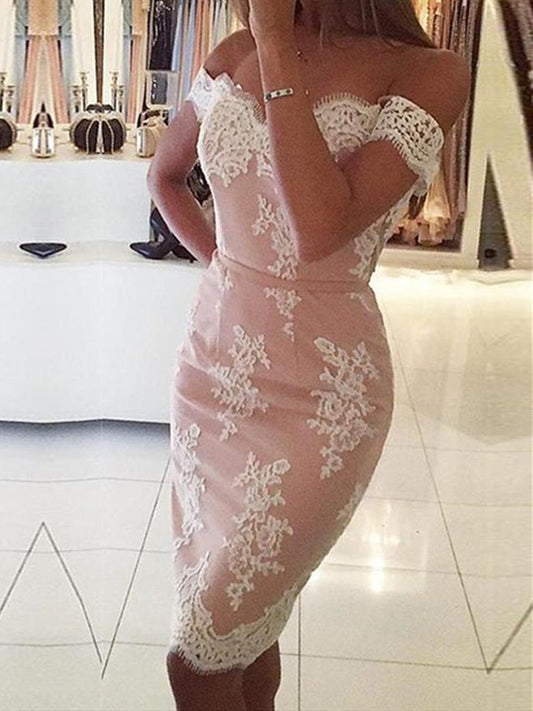 Mermaid Homecoming Dresses Pink Lace , Short Pink Lace Formal Janiyah Evening Dresses CD23883